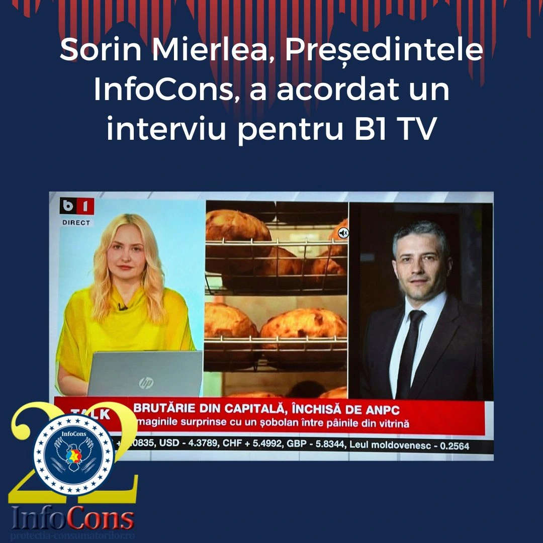 Sorin Mierlea , Președintele InfoCons Protecția Consumatorilor , a acordat un interviu pentru B1 TV despre Black Friday și Aplicația InfoCons