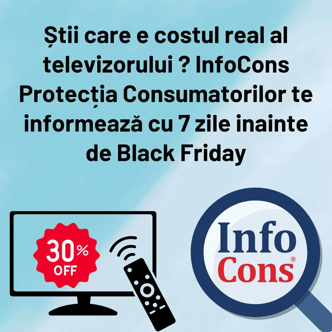 Știi care e costul real al televizorului ? InfoCons Protecția Consumatorilor te informează cu 7 zile inainte de Black Friday