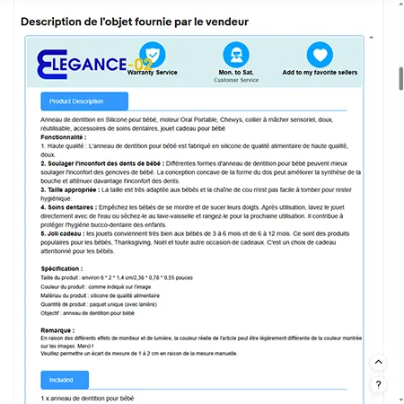 Teether în formă de cărămidă de construcție de jucărie cu un cablu și părți detașabile. Produs vândut online, în special prin intermediul eBay (identifer unic: 167636875338).