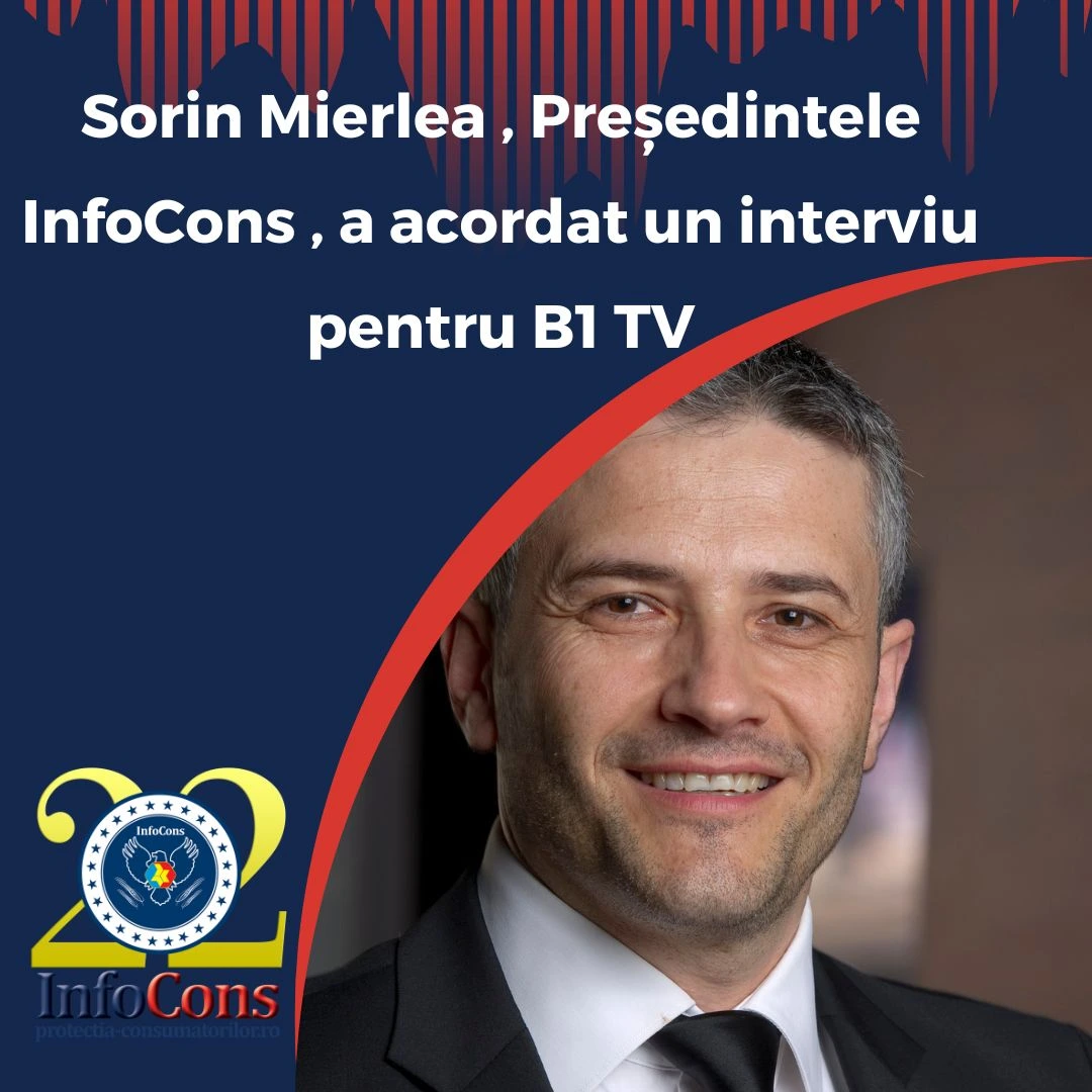 Sorin Mierlea , Președintele InfoCons Protecția Consumatorilor , a acordat un interviu pentru B1 TV despre aditivii alimentari / E-urile din mezeluri