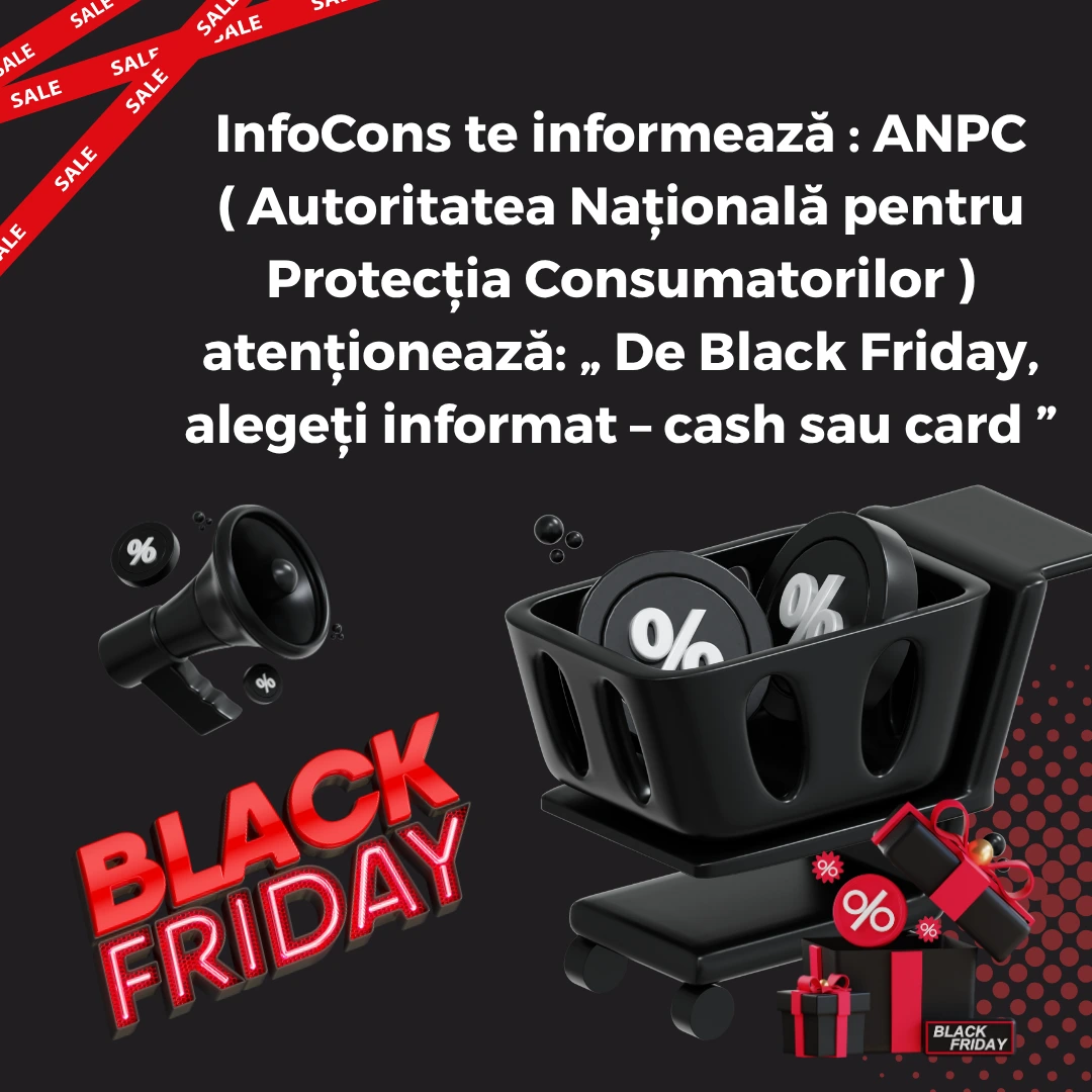 InfoCons te informează : ANPC ( Autoritatea Națională pentru Protecția Consumatorilor ) atenționează: &bdquo; De Black Friday, alegeți informat &ndash; cash sau card &rdquo;