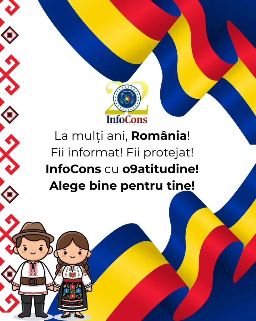 La mulți ani , România , cu o9atitudine ! Alege bine pentru tine , de Ziua Națională a României , cu InfoCons Protecția Consumatorilor !