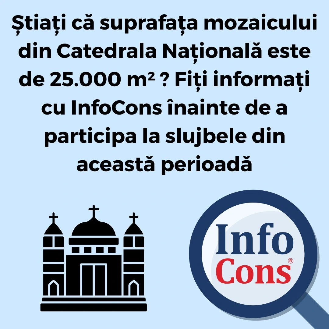 Știați că suprafața mozaicului din Catedrala Națională este de 25.000 m² ? Fiți informați cu InfoCons Protecția Consumatorului înainte de a participa la slujbele din această perioadă