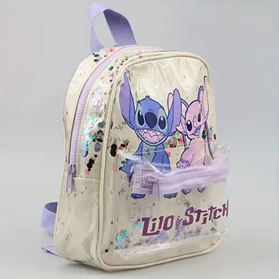 Rucsac cu o imprimare de personaje de animație Lilo și Stitch. Produs v&acirc;ndut online, &icirc;n special prin intermediul Temu (identificator de produs: 601100079730305). Data producției: 2025/02/06