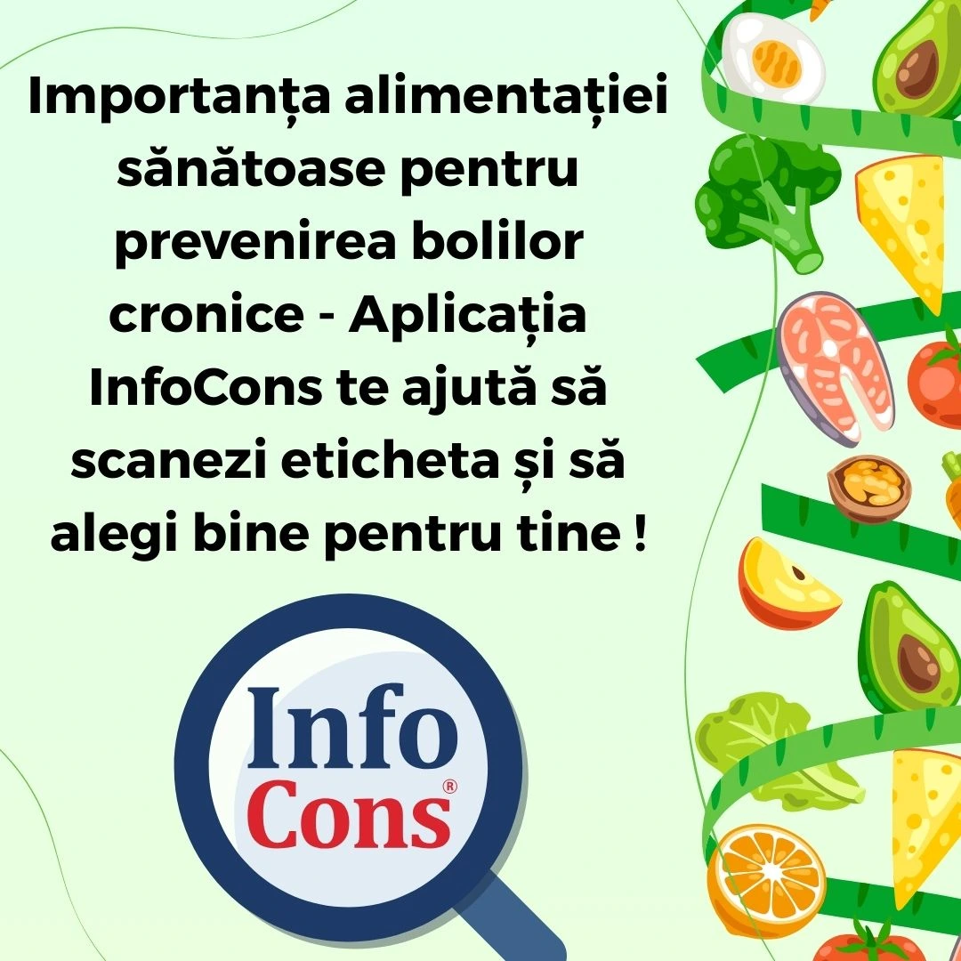 Importanța alimentației sănătoase pentru prevenirea bolilor cronice - Aplicația InfoCons te ajută să scanezi eticheta și să alegi bine pentru tine !
