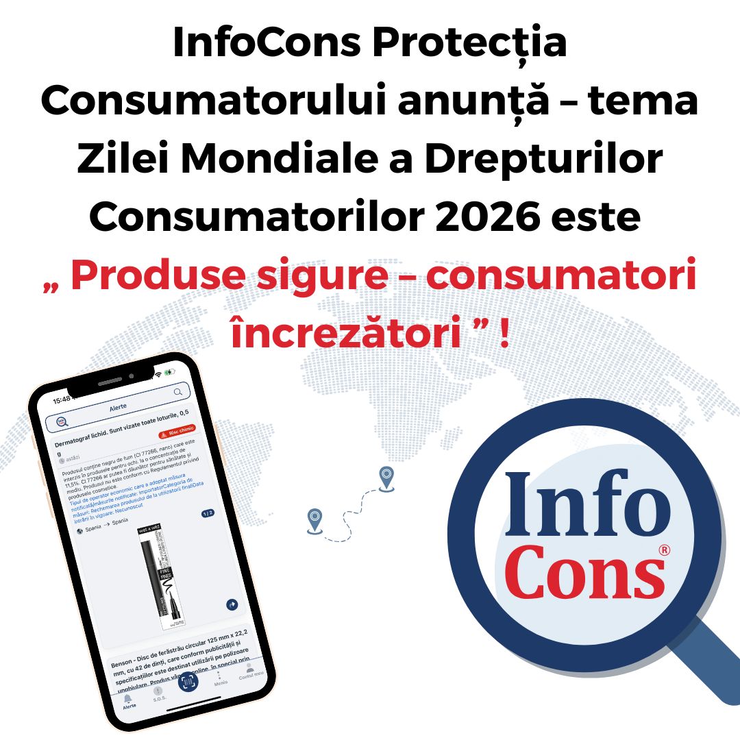 InfoCons Protecția Consumatorului anunță – tema Zilei Mondiale a Drepturilor Consumatorilor 2026 este „ Produse sigure – consumatori încrezători ” !