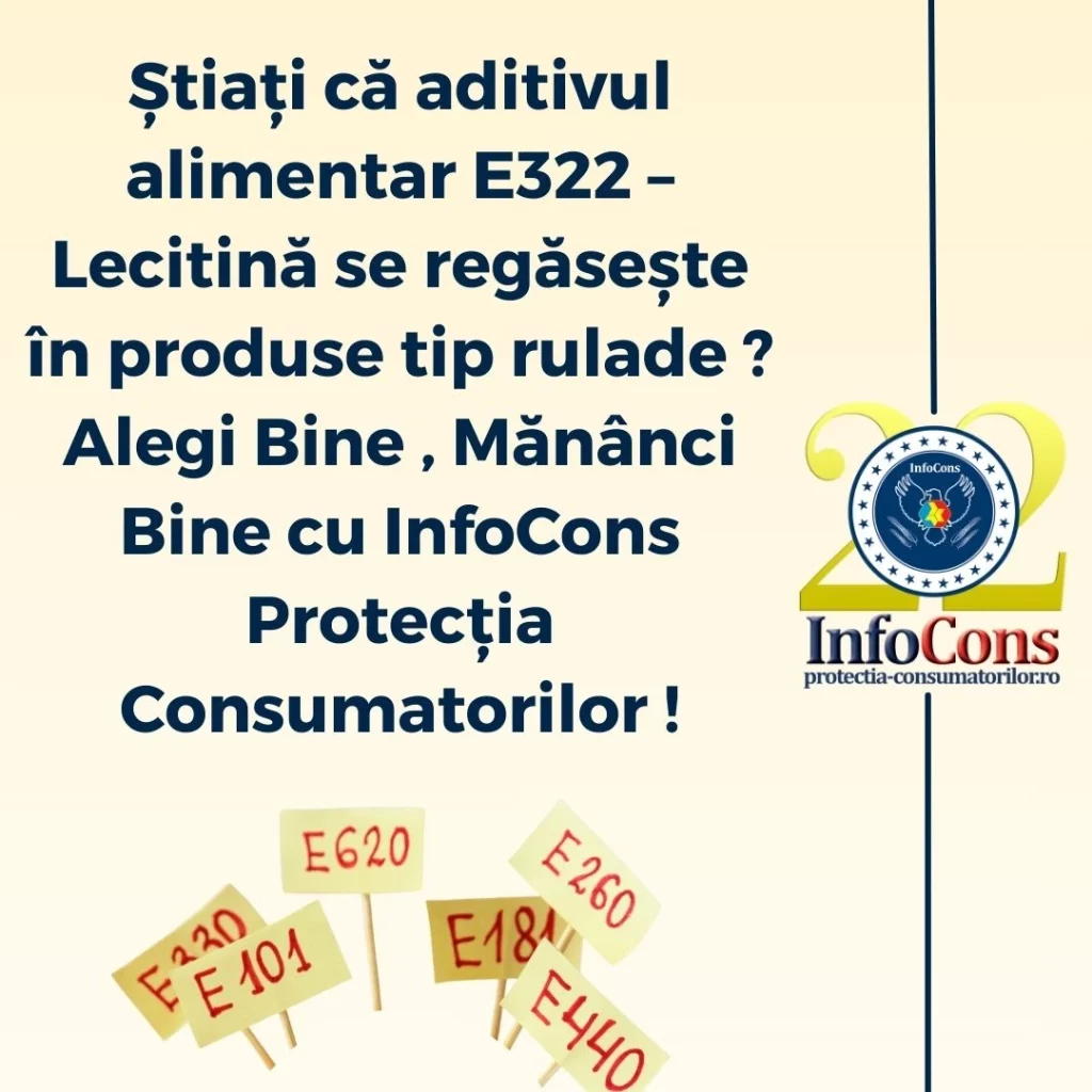 Știați că aditivul alimentar E322 &ndash; Lecitină se regăsește &icirc;n produse tip rulade ? Alegi Bine , Măn&acirc;nci Bine cu InfoCons Protecția Consumatorilor !