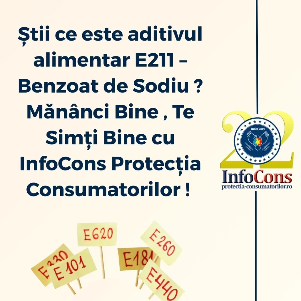 Știi ce este aditivul alimentar E211 &ndash; Benzoat de Sodiu ? Măn&acirc;nci Bine , Te Simți Bine cu InfoCons Protecția Consumatorilor !&nbsp;