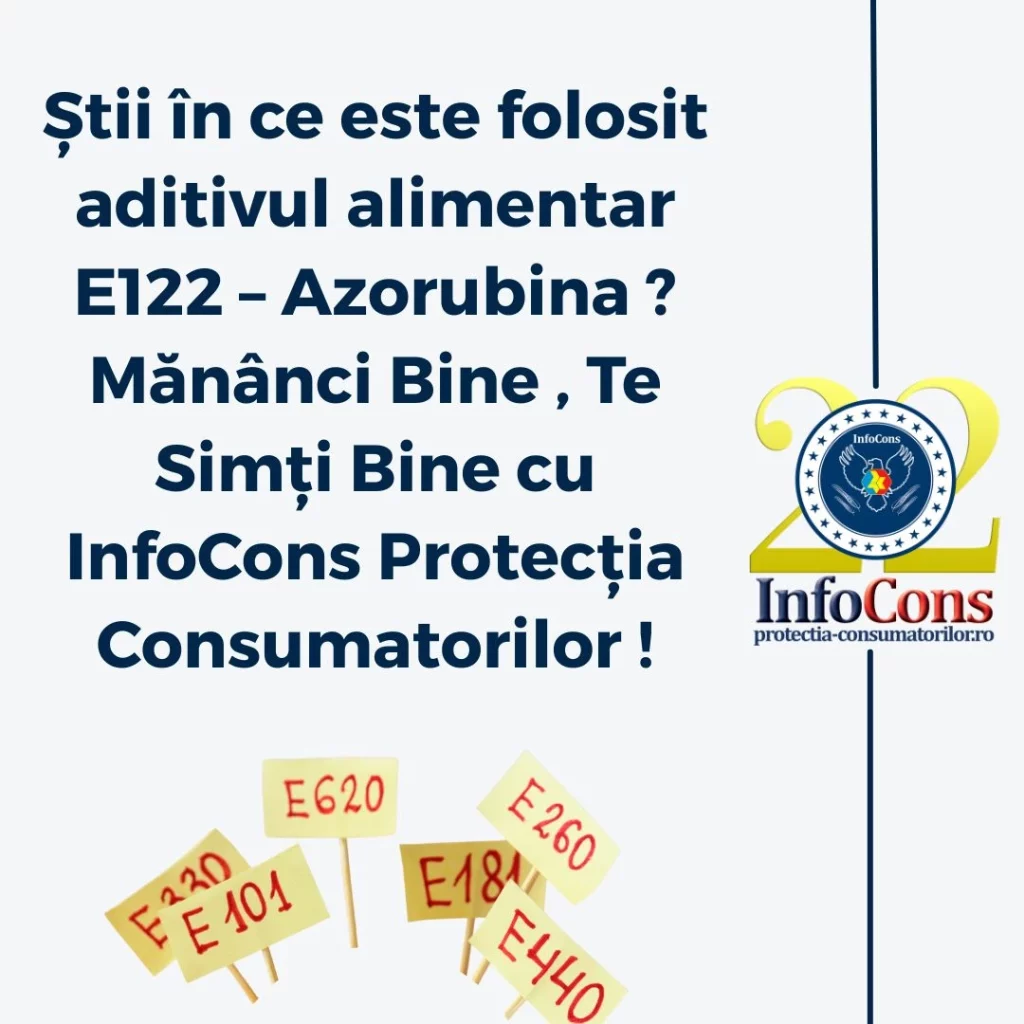 Știi &icirc;n ce este folosit aditivul alimentar E122 &ndash; Azorubina ? Măn&acirc;nci Bine , Te Simți Bine cu InfoCons Protecția Consumatorilor !