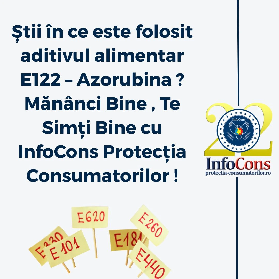 Știi &icirc;n ce este folosit aditivul alimentar E122 &ndash; Azorubina ? Măn&acirc;nci Bine , Te Simți Bine cu InfoCons Protecția Consumatorilor !