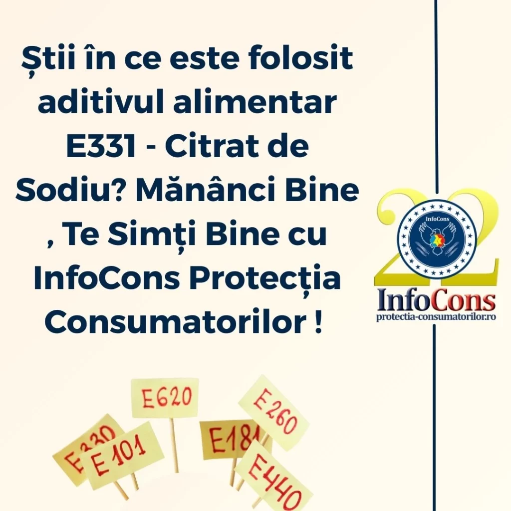 Știi &icirc;n ce este folosit aditivul alimentar E331 - Citrat de Sodiu? Măn&acirc;nci Bine , Te Simți Bine cu InfoCons Protecția Consumatorilor !