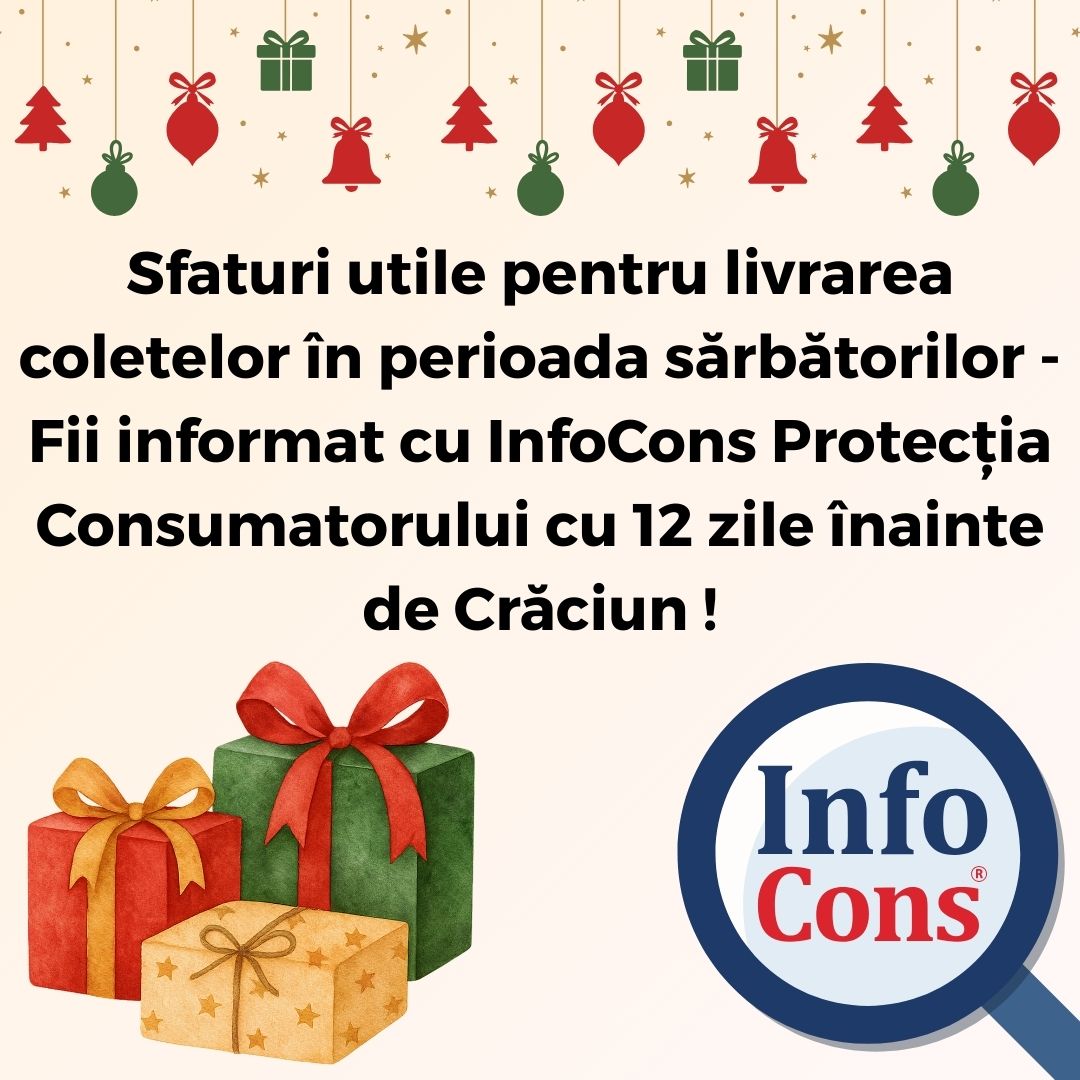 Sfaturi utile pentru livrarea coletelor în perioada sărbătorilor - Fii informat cu InfoCons Protecția Consumatorului cu 12 zile înainte de Crăciun !