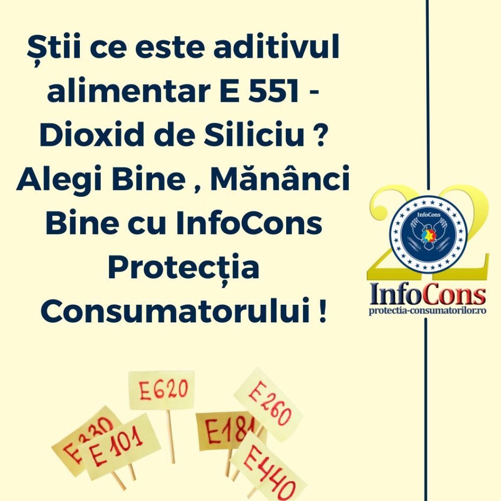 Știi ce este aditivul alimentar E 551 - Dioxid de Siliciu ? Alegi Bine , Mănânci Bine cu InfoCons Protecția Consumatorului !