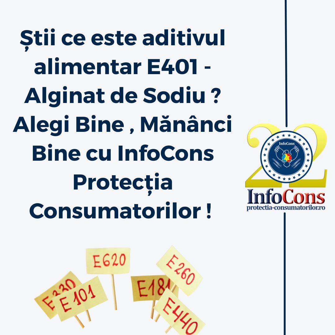 Știi ce este aditivul alimentar E401 - Alginat de Sodiu ? Alegi Bine , Mănânci Bine cu InfoCons Protecția Consumatorilor ! 
