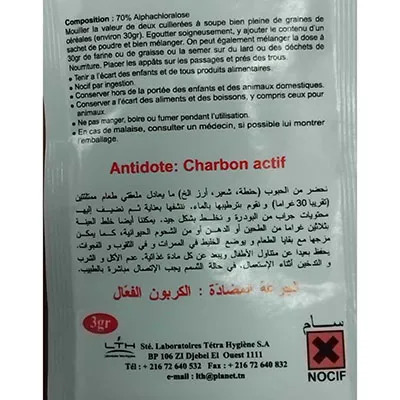 Rodenticid concentrat sub formă de pulbere &icirc;mpotriva șobolanilor și șoarecilor, 3 grame.