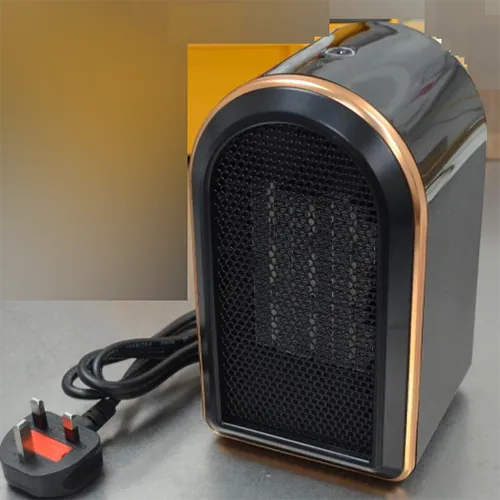 &Icirc;ncălzitor ventilator portabil cu priză de perete atașată. Produs v&acirc;ndut online, &icirc;n special prin intermediul Amazon.