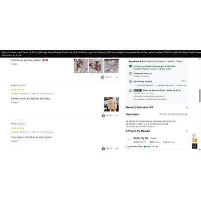 Jucărie moale &icirc;n formă de iepure. Produs v&acirc;ndut online, &icirc;n special prin intermediul Shein (identificator de produs: sl25070305599960557).