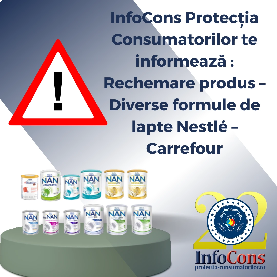 InfoCons Protecția Consumatorilor te informează : Rechemare produs &ndash; Diverse formule de lapte Nestl&eacute; &ndash; Carrefour