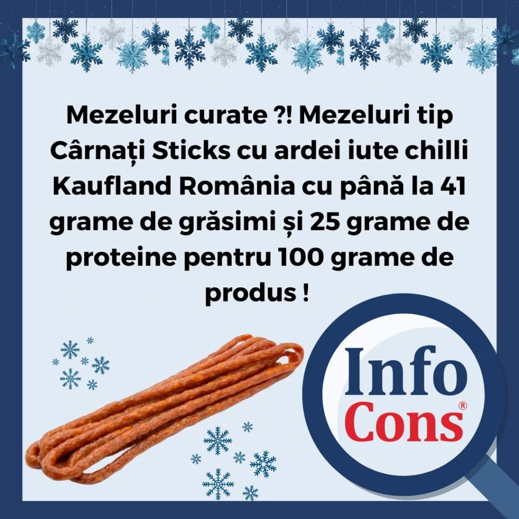 Mezeluri curate ?! Mezeluri tip C&acirc;rnați Sticks cu ardei iute chilli Kaufland Rom&acirc;nia cu p&acirc;nă la 41 grame de grăsimi și 25 grame de proteine pentru 100 grame de produs !