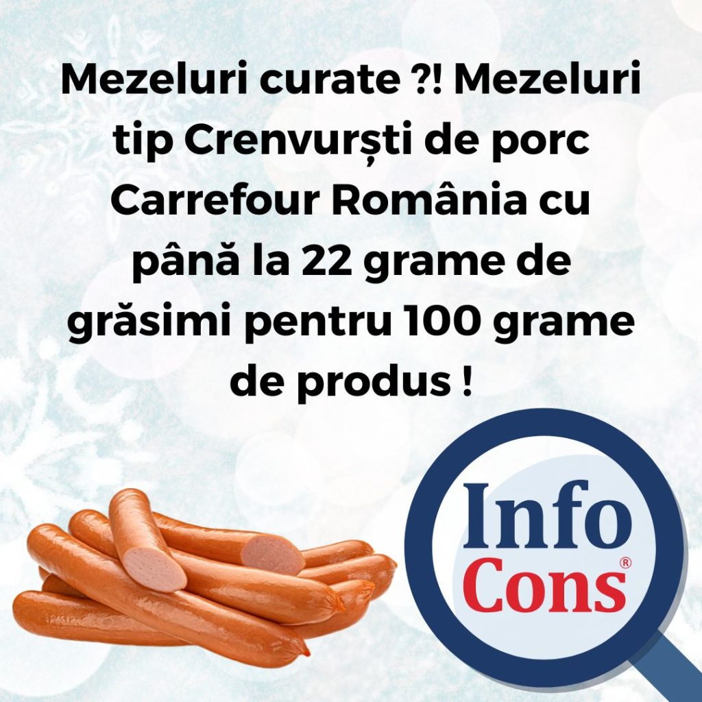 Protection Mezeluri curate ?! Mezeluri tip Crenvurști de porc Carrefour Rom&acirc;nia cu p&acirc;nă la 22 grame de grăsimi pentru 100 grame de produs !