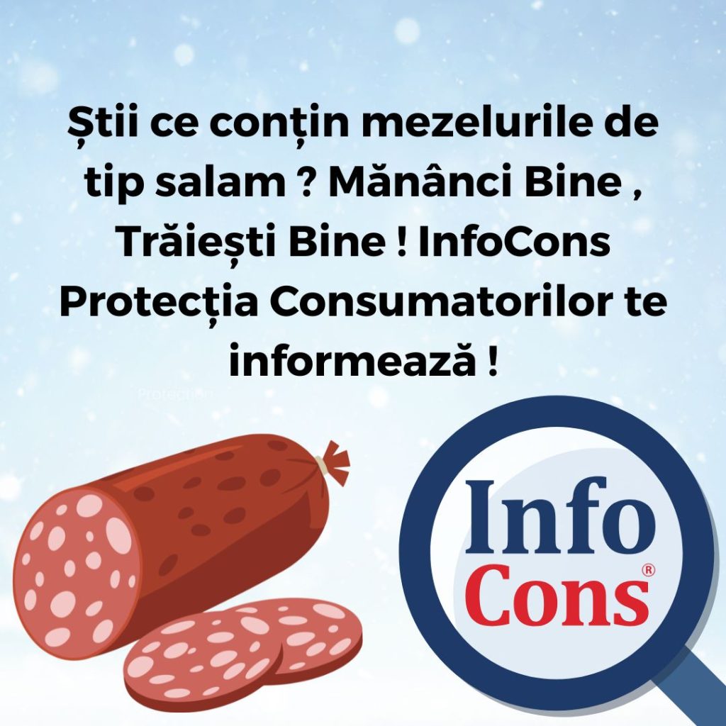 Știi ce conțin mezelurile de tip salam ? Măn&acirc;nci Bine , Trăiești Bine ! InfoCons Protecția Consumatorilor te informează !