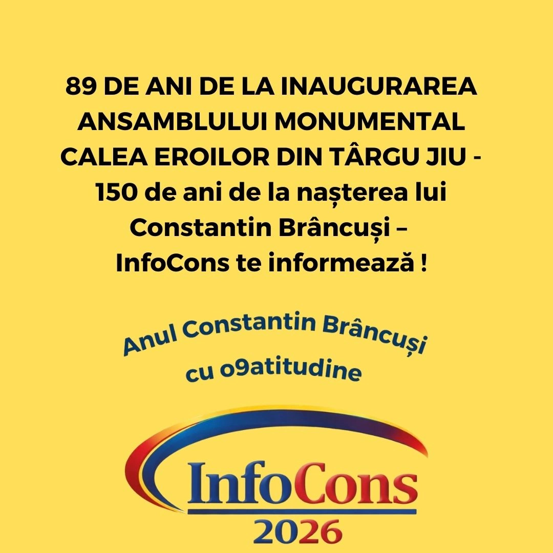 89 DE ANI DE LA INAUGURAREA ANSAMBLULUI MONUMENTAL CALEA EROILOR DIN T&Acirc;RGU JIU &ndash; 150 de ani de la nașterea lui Constantin Br&acirc;ncuși &ndash; InfoCons te informează !