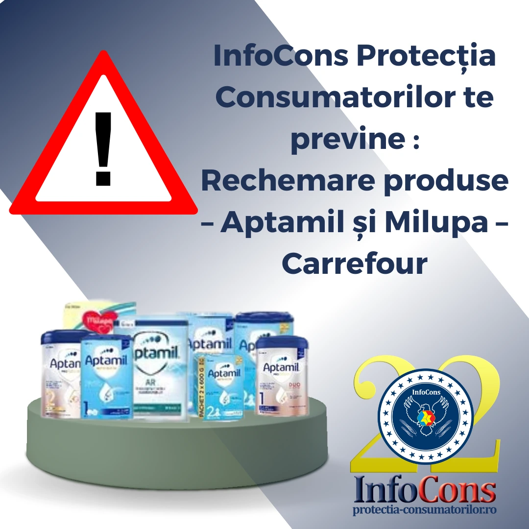 InfoCons Protecția Consumatorilor te previne : Rechemare produse &ndash; Aptamil și Milupa &ndash; Carrefour
