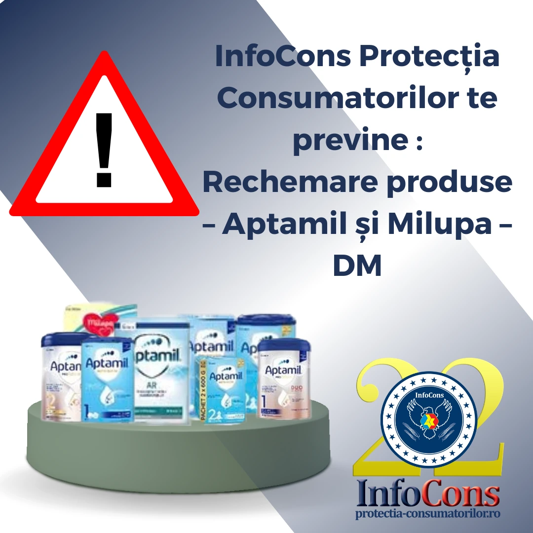 InfoCons Protecția Consumatorilor te previne : Rechemare produse &ndash; Aptamil și Milupa &ndash; DM