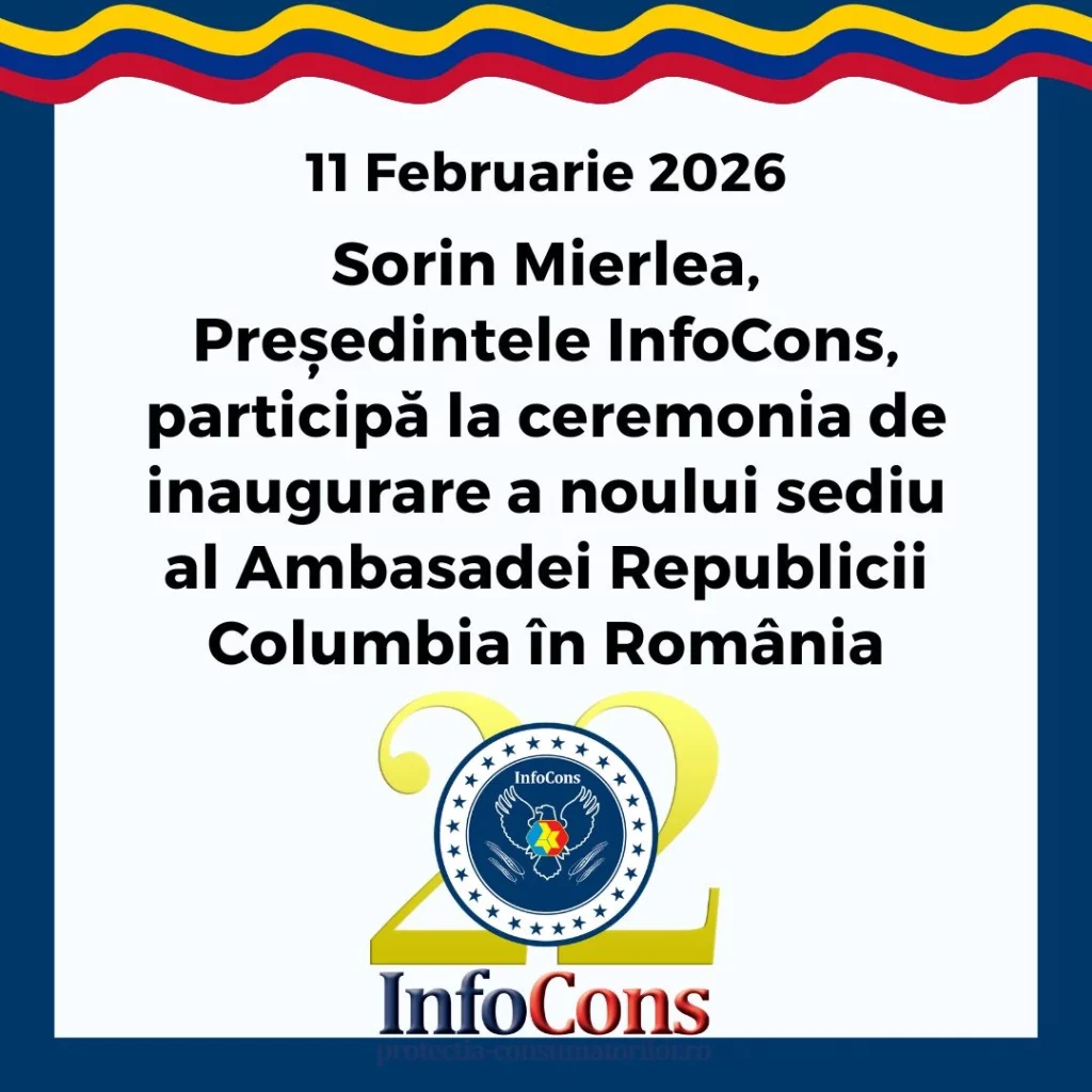 Sorin Mierlea , Președintele InfoCons Protecția Consumatorilor , participă la ceremonia de inaugurare a noului sediu al Ambasadei Republicii Columbia &icirc;n Rom&acirc;nia