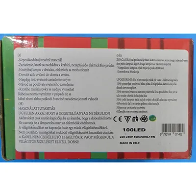 Lanț de iluminat decorativ &icirc;n formă de șir, cu o unitate intermitentă cu 8 funcții și cu o priză pentru extinderea lanțului de iluminat cu membri suplimentari. Date tehnice: 220-240 V, 50Hz/60Hz, 11 W, clasa 0.