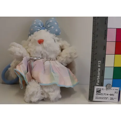 Jucărie moale, în formă de iepure și urs, cu un inel cu cheie.