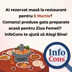 Ai rezervat masă la restaurant pentru 8 Martie ? Comanzi produse gata preparate acasă pentru Ziua Femeii ?  InfoCons Protecția Consumatorilor te ajută să Alegi Bine !