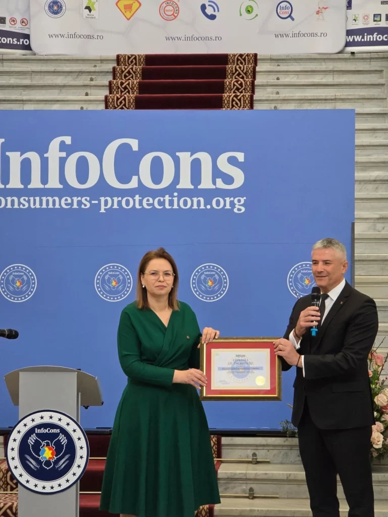 Diploma de Încredere acordată doamnei Oana Cambera , Consilier de stat în cadrul Cancelariei Prim-Ministrului , la evenimentul dedicat Zilei Mondiale a Drepturilor Consumatorilor și Zilei Mondiale a Proprietății Intelectuale – InfoCons Protecția Consumatorilor