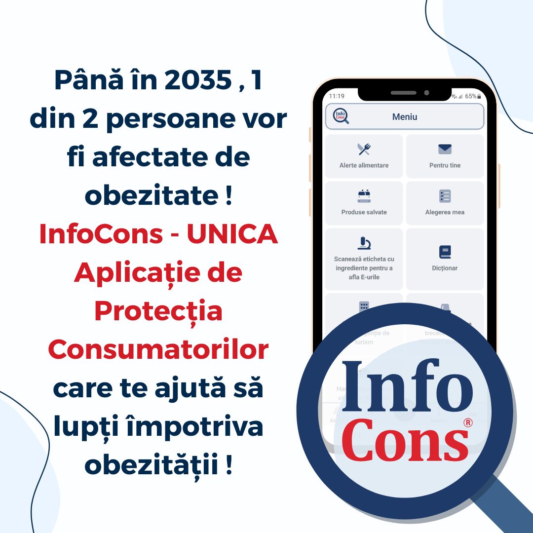 Până în 2035 , 1 din 2 persoane vor fi afectate de obezitate ! InfoCons - UNICA Aplicație de Protecția Consumatorilor care te ajută să lupți împotriva obezității !