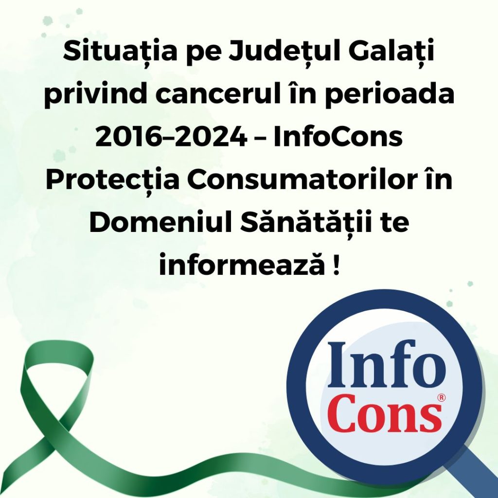 Situația pe Județul Galați privind cancerul &icirc;n perioada 2016&ndash;2024 &ndash; InfoCons Protecția Consumatorilor &icirc;n Domeniul Sănătății te informează !