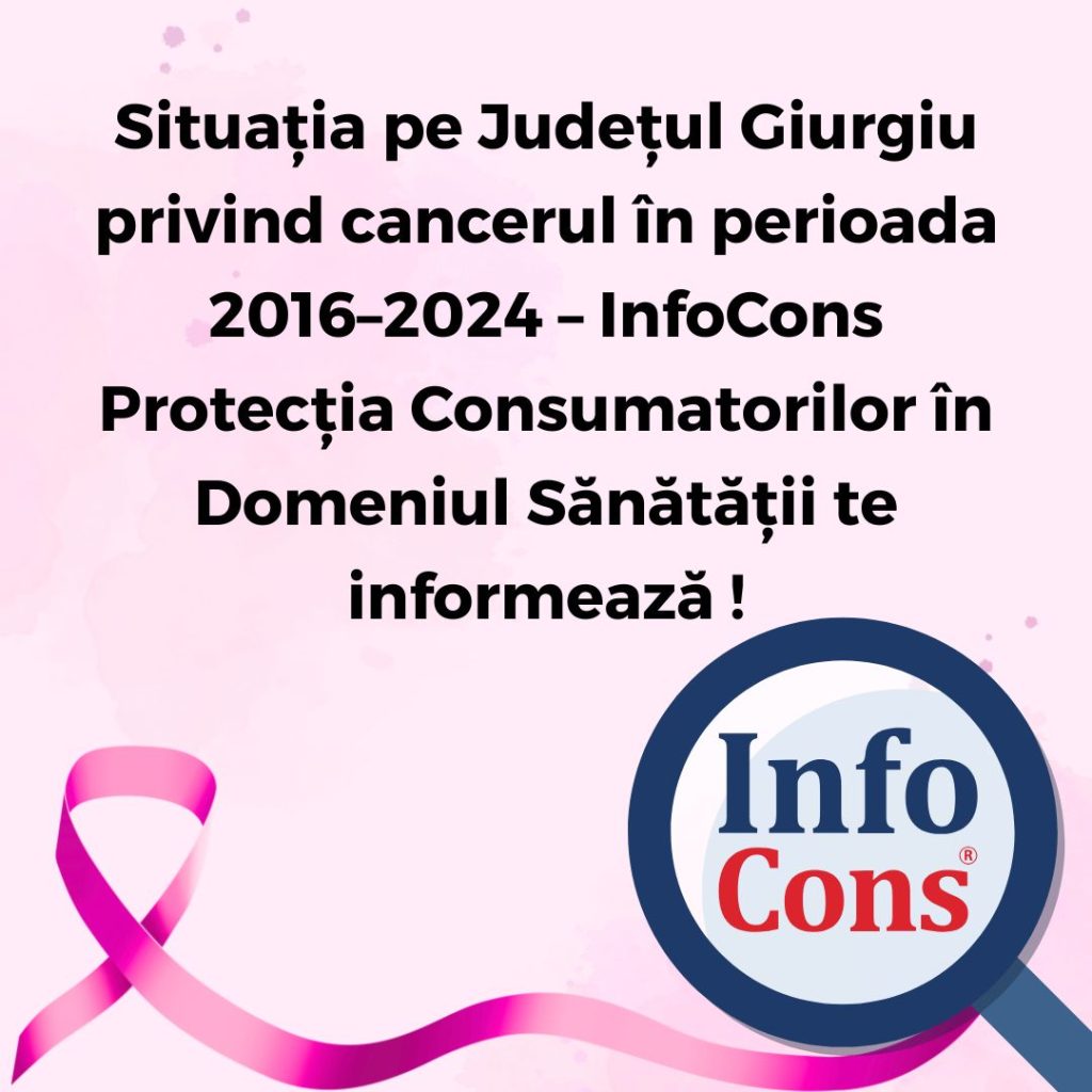 Situația pe Județul Giurgiu privind cancerul în perioada 2016–2024 – InfoCons Protecția Consumatorilor în Domeniul Sănătății te informează !