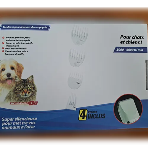 Aparat de tuns pentru păr, destinat animalelor de companie, care conține o baterie Li-ion încorporată,