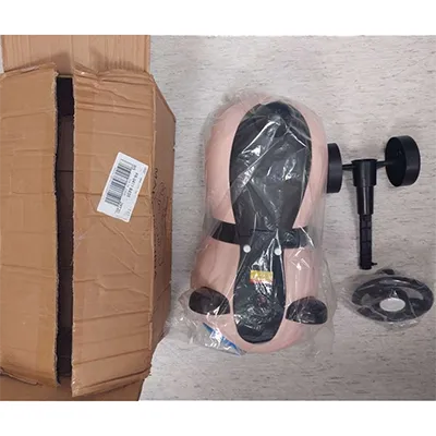 Jucărie din plastic roz sub forma unui animal cu 4 roți și funcții de sunet acționate de baterie. Produs vândut online, în special prin intermediul AliExpress (identificarea produsului: 1005009808917322).