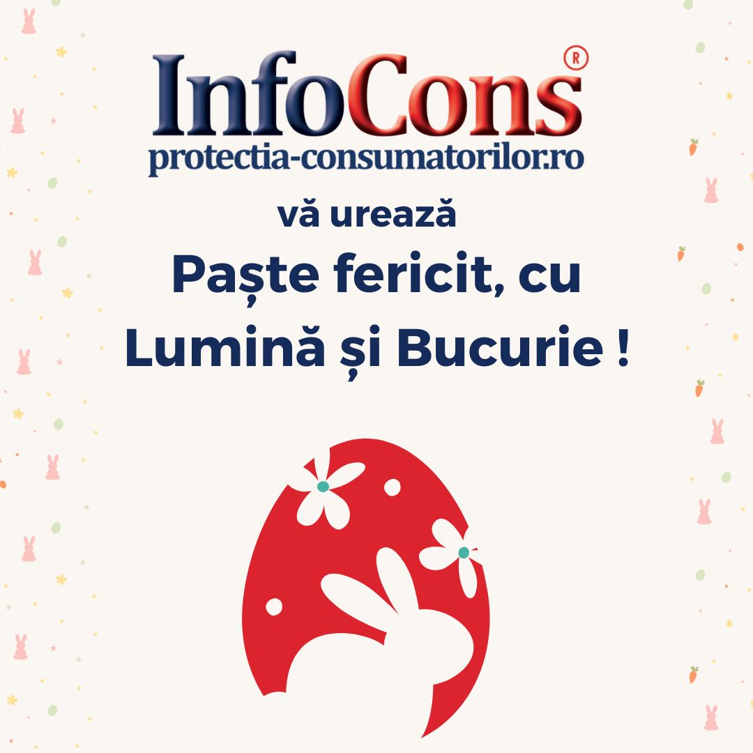 InfoCons Protecția Consumatorului vă urează Paște Fericit , cu Lumină și Bucurie !