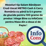 Mezeluri tip Salam Bănățean Crud-Uscat METRO Cash & Carry România cu până la 5.4 grame de glucide pentru 100 grame de produs ! Alege Bine cu InfoCons pentru Masa din a doua zi de Paște !