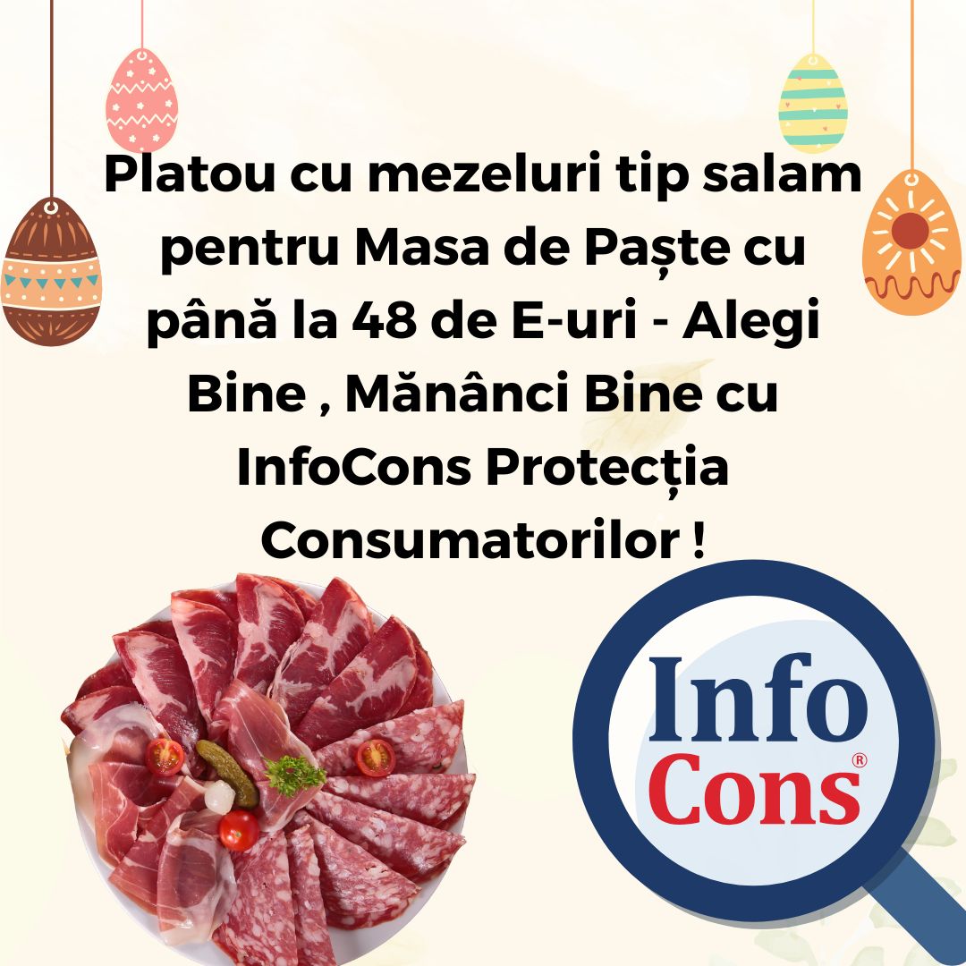 Platou cu mezeluri tip salam pentru Masa de Paște cu până la 48 de E-uri / Aditivi Alimentari - Alegi Bine , Mănânci Bine cu InfoCons Protecția Consumatorilor !