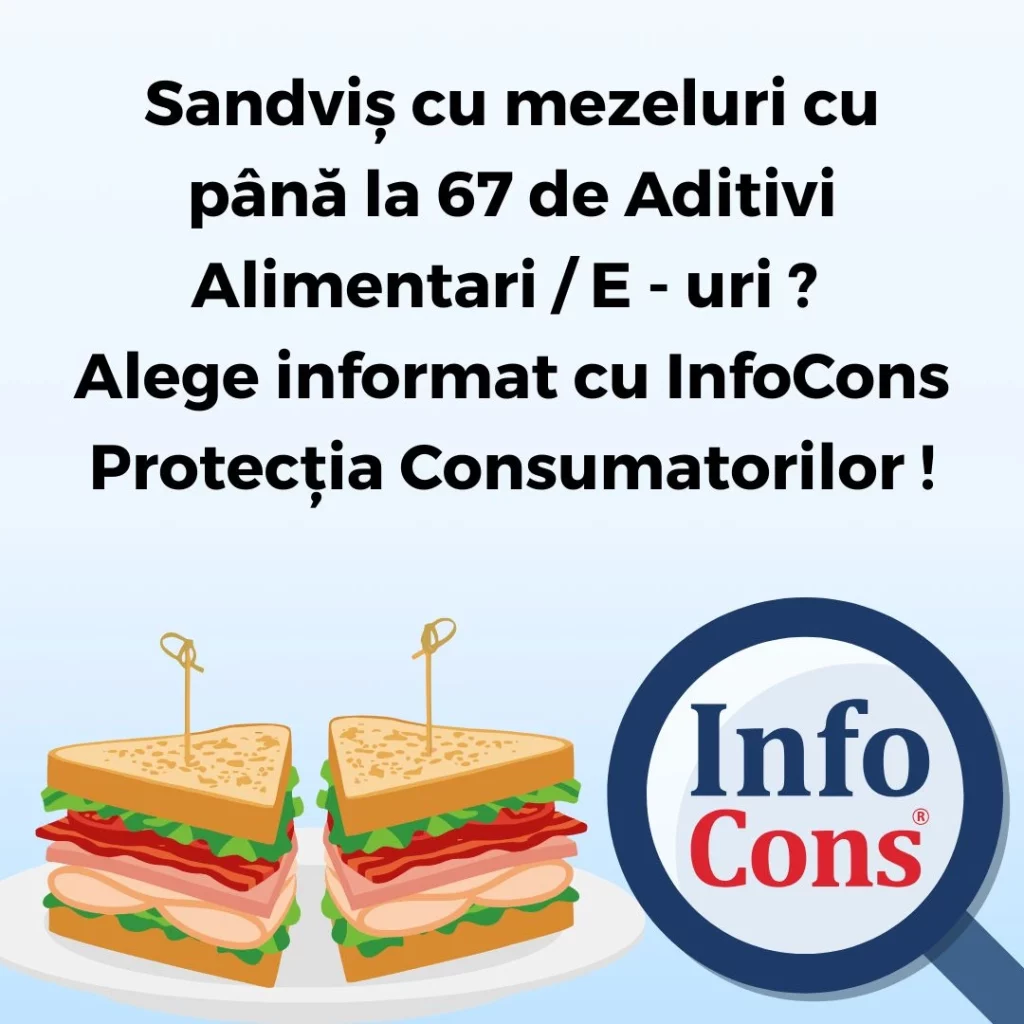 Sandviș cu mezeluri cu până la 67 de Aditivi Alimentari / E - uri ? Alege informat cu InfoCons Protecția Consumatorilor !