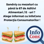 Sandviș cu mezeluri cu până la 67 de Aditivi Alimentari / E - uri ? Alege informat cu InfoCons Protecția Consumatorilor !