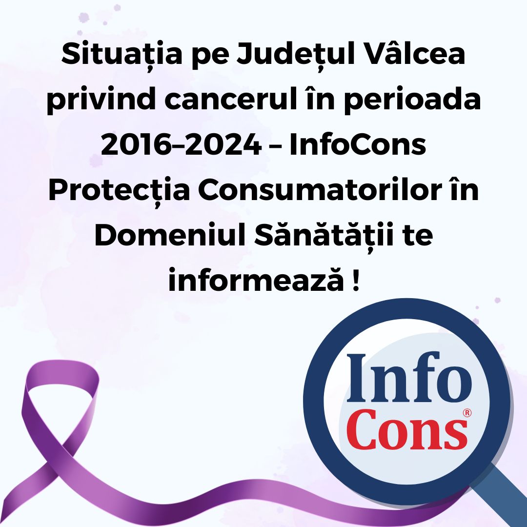 Situația pe Județul V&acirc;lcea privind cancerul &icirc;n perioada 2016&ndash;2024 &ndash; InfoCons Protecția Consumatorilor &icirc;n Domeniul Sănătății te informează !