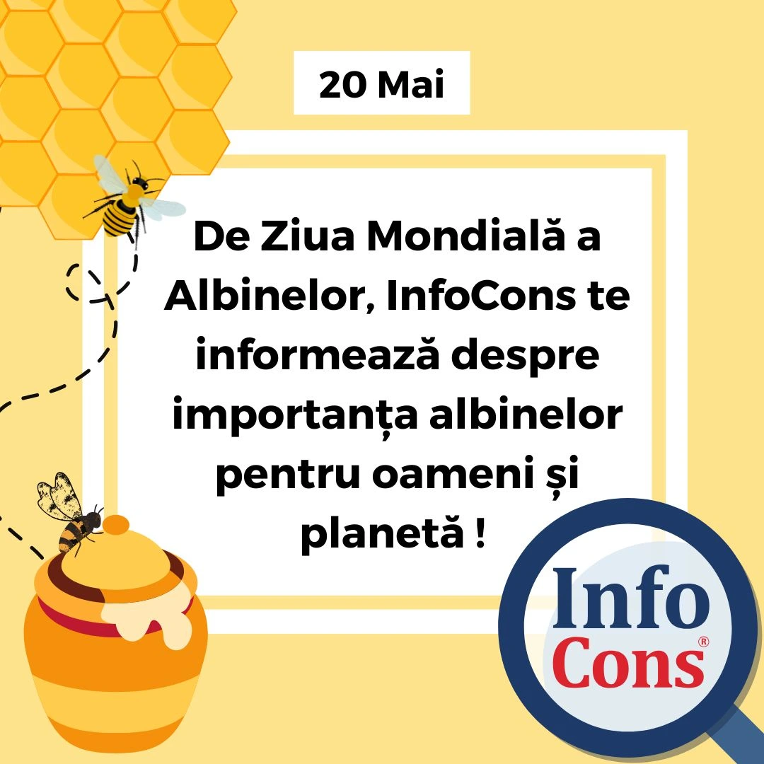 De Ziua Mondială a Albinelor , InfoCons Protecția Consumatorilor te informează despre importanța albinelor pentru oameni și planetă !