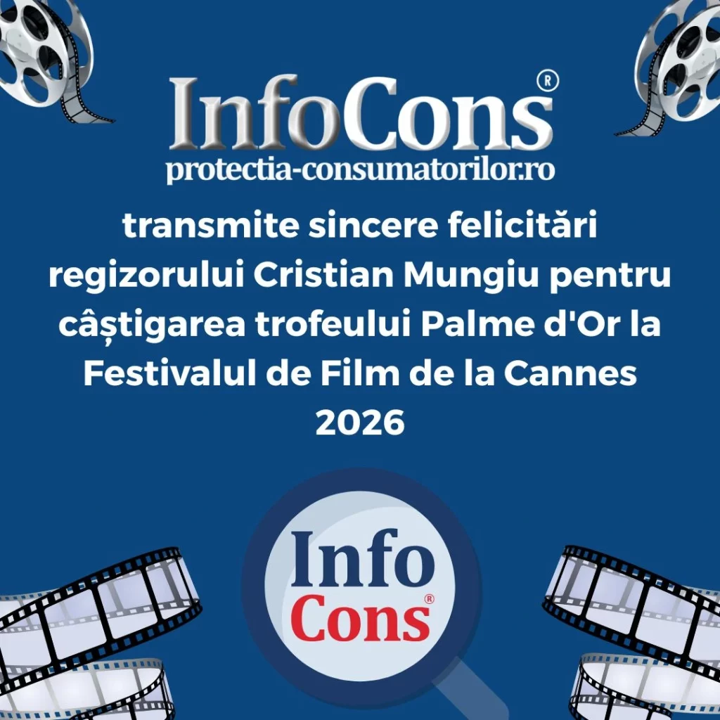 InfoCons &ndash; Protecția Consumatorilor transmite sincere felicitări regizorului Cristian Mungiu pentru c&acirc;știgarea trofeului Palme d'Or la Festivalul de Film de la Cannes 2026