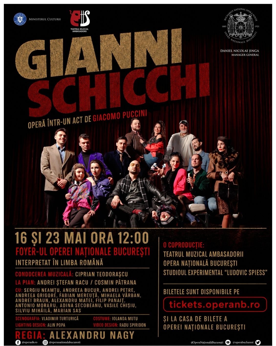 InfoCons Protecția Consumatorilor de Artă și Cultură vă invită la spectacolele &bdquo;Gianni Schicchi&rdquo; de Giacomo Puccini la Opera Națională București