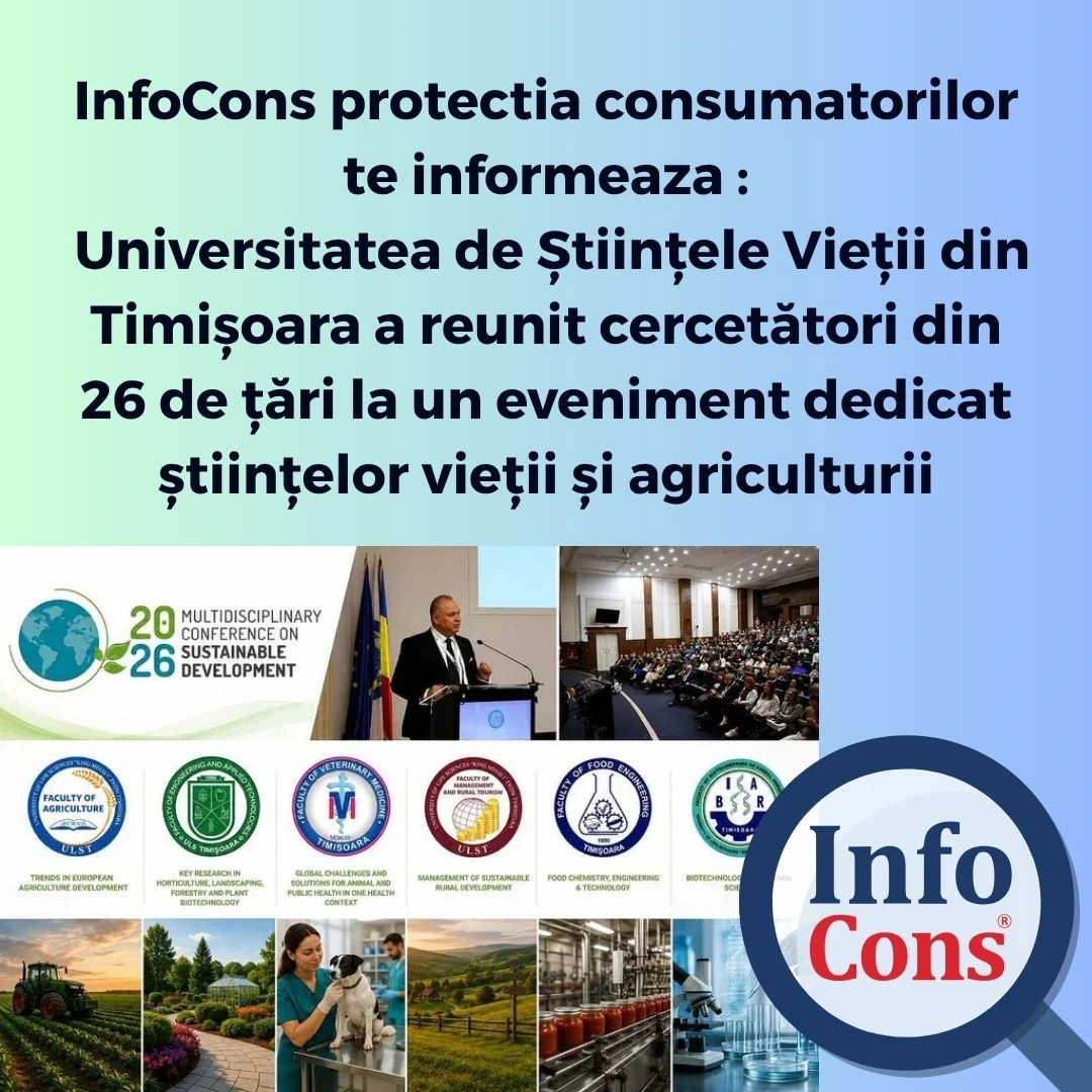 InfoCons Protecția Consumatorilor te informează : Universitatea de Științele Vieții din Timișoara a reunit cercetători din 26 de țări la un eveniment dedicat științelor vieții și agriculturii