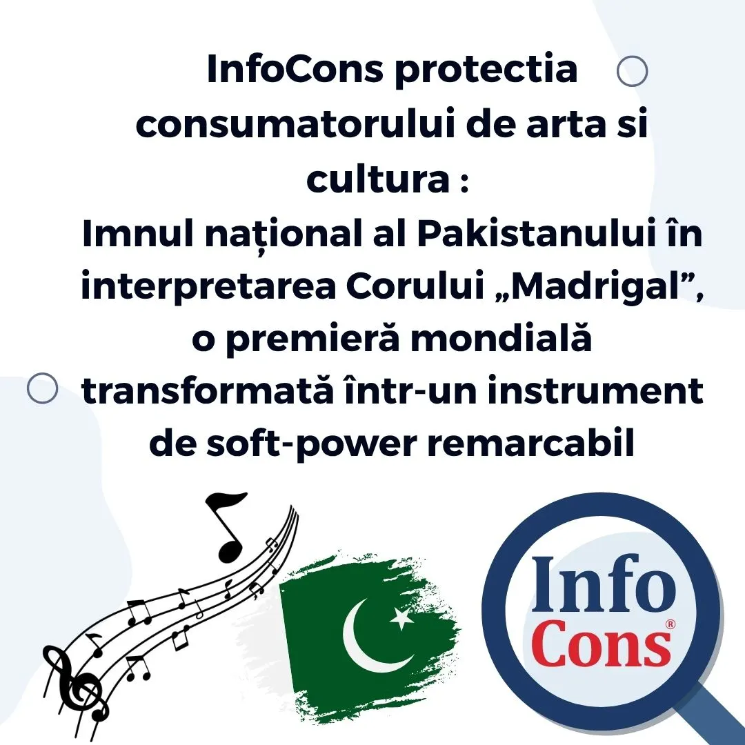 InfoCons protectia consumatorului de arta si cultura : Imnul național al Pakistanului &icirc;n interpretarea Corului &bdquo;Madrigal&rdquo;,  o premieră mondială transformată &icirc;ntr-un instrument de soft-power remarcabil