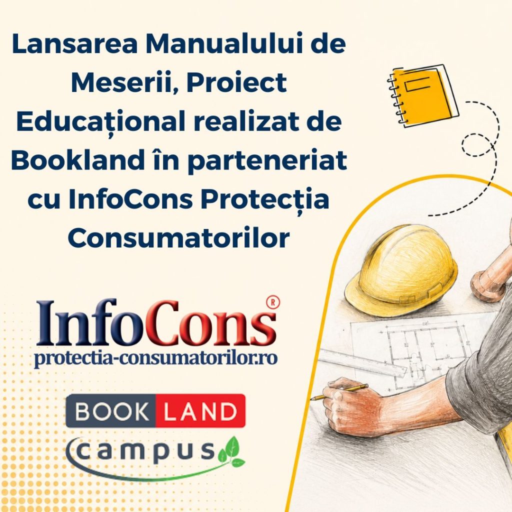 Lansarea Manualului de Meserii , Proiect Educațional realizat de Bookland &icirc;n parteneriat cu InfoCons Protecția Consumatorilor